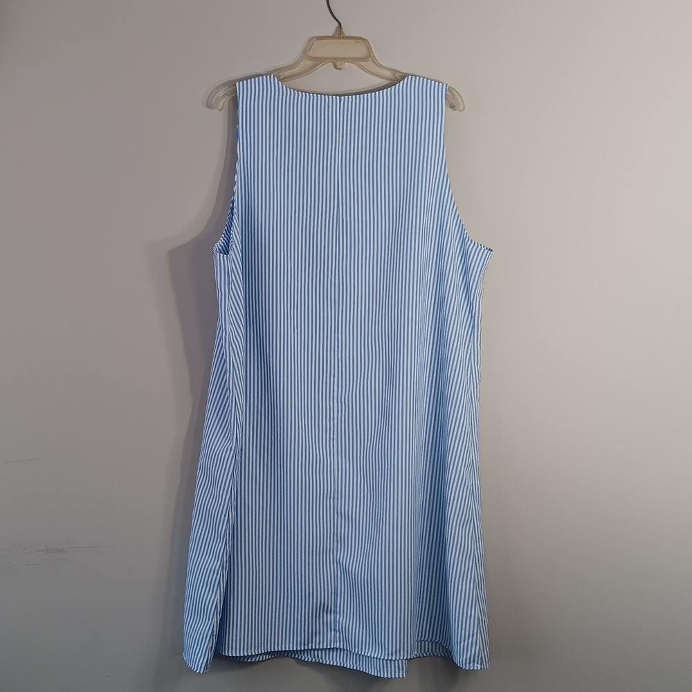 Blue White Striped Pinafore Jumper Dress Button Shoulder Summer Women Plus 4XL - Picture 11 of 16
